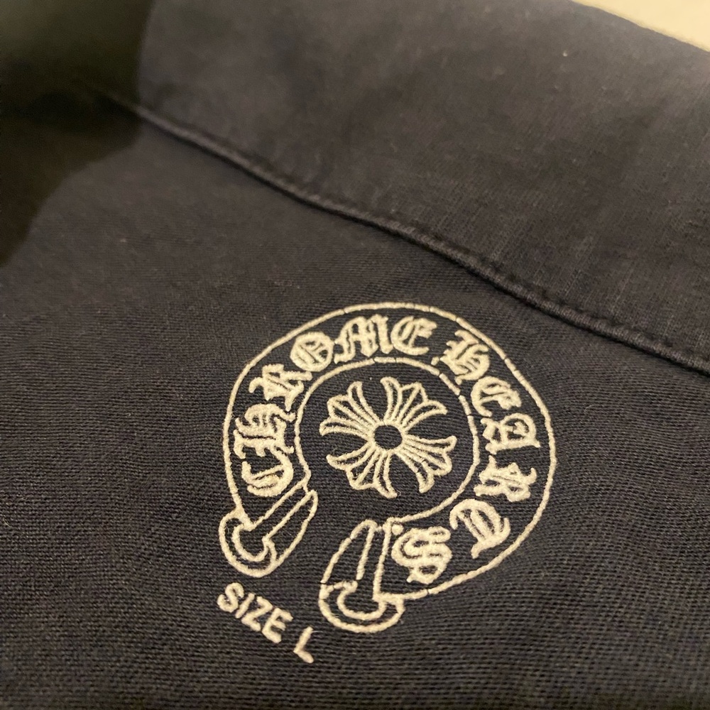 Chrome Hearts Black Shirt with Silver Buttons